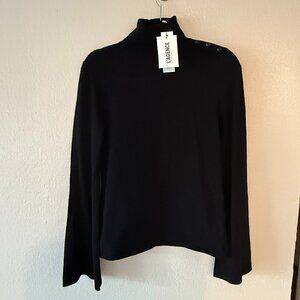 L'Agence Black Turtle Neck Sweater w/ Bell Sleeves and Buttons Size S